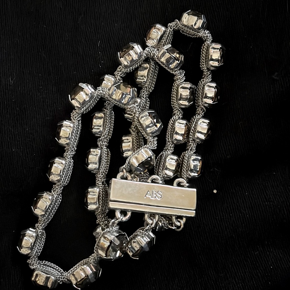 Three strand gun metal chunky crystal bracelet